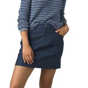 prAna Nikit Mini Corduroy Skirt Size 8 Navy Organic Cotton Pockets
